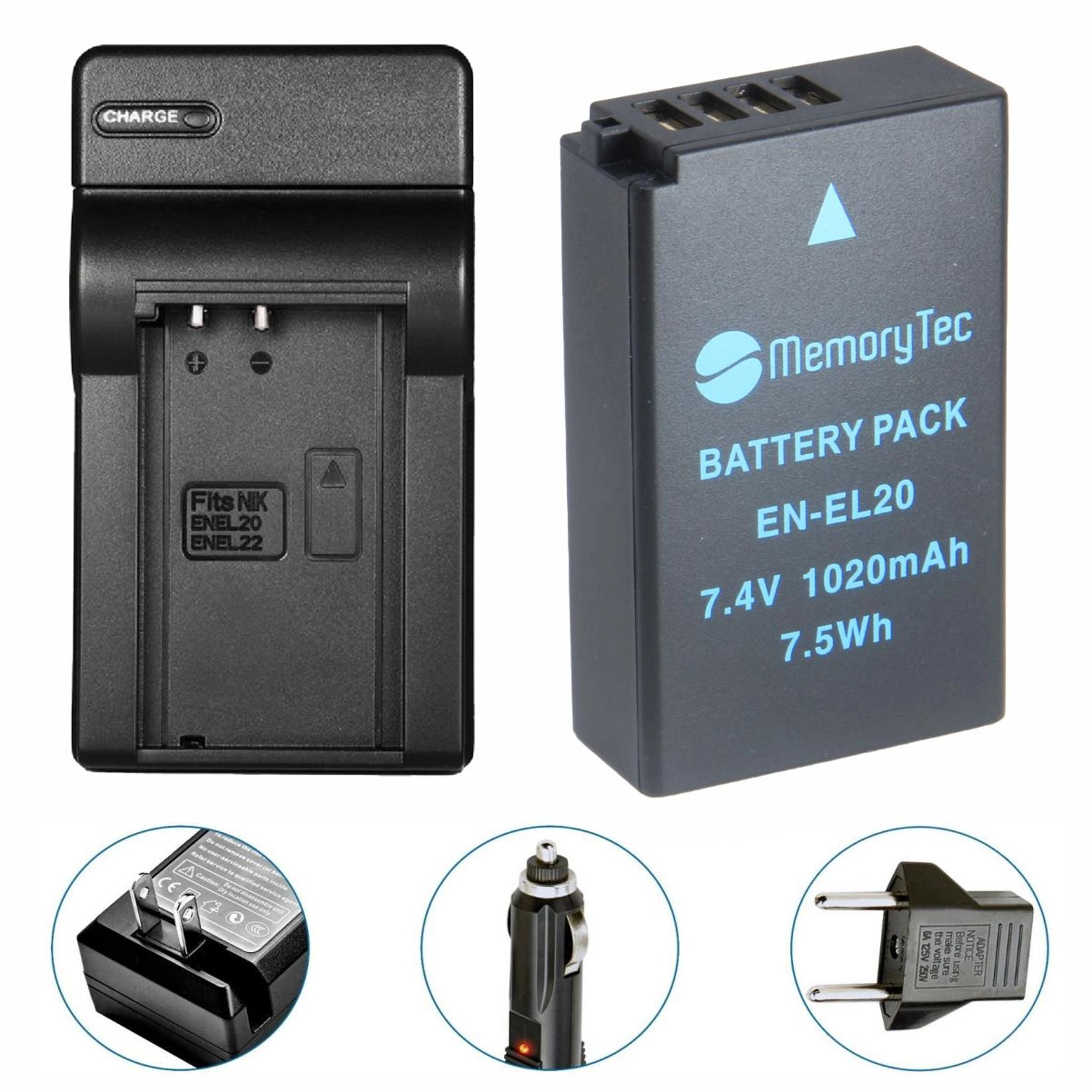 Kit 2 Baterias EN-EL20 + Carregador para Nikon