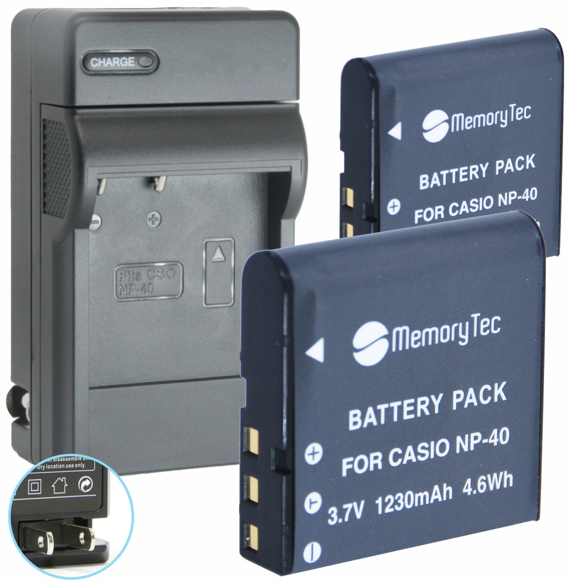 Kit 2 Baterias NP-40 + Carregador para Casio