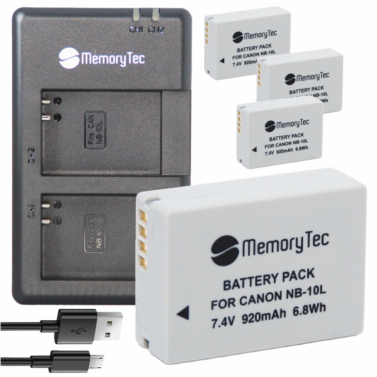 Kit 4 Baterias NB-10L + Carregador Duplo DL para Canon