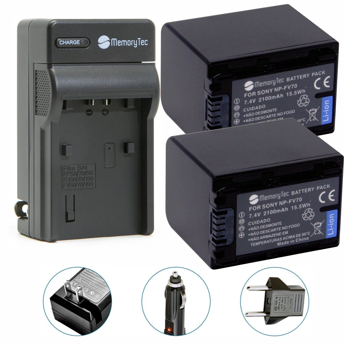 Kit 2 Baterias NP-FV70 + Carregador para Sony