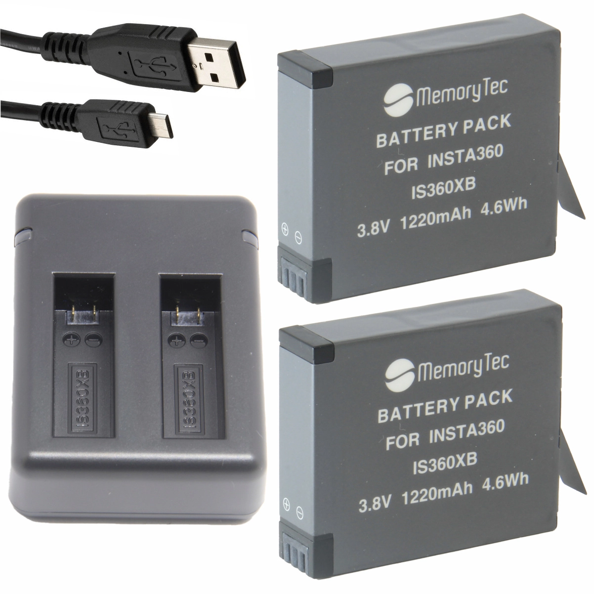 Kit 2 Baterias IS360XB + Carregador Duplo para INSTA 360 One X