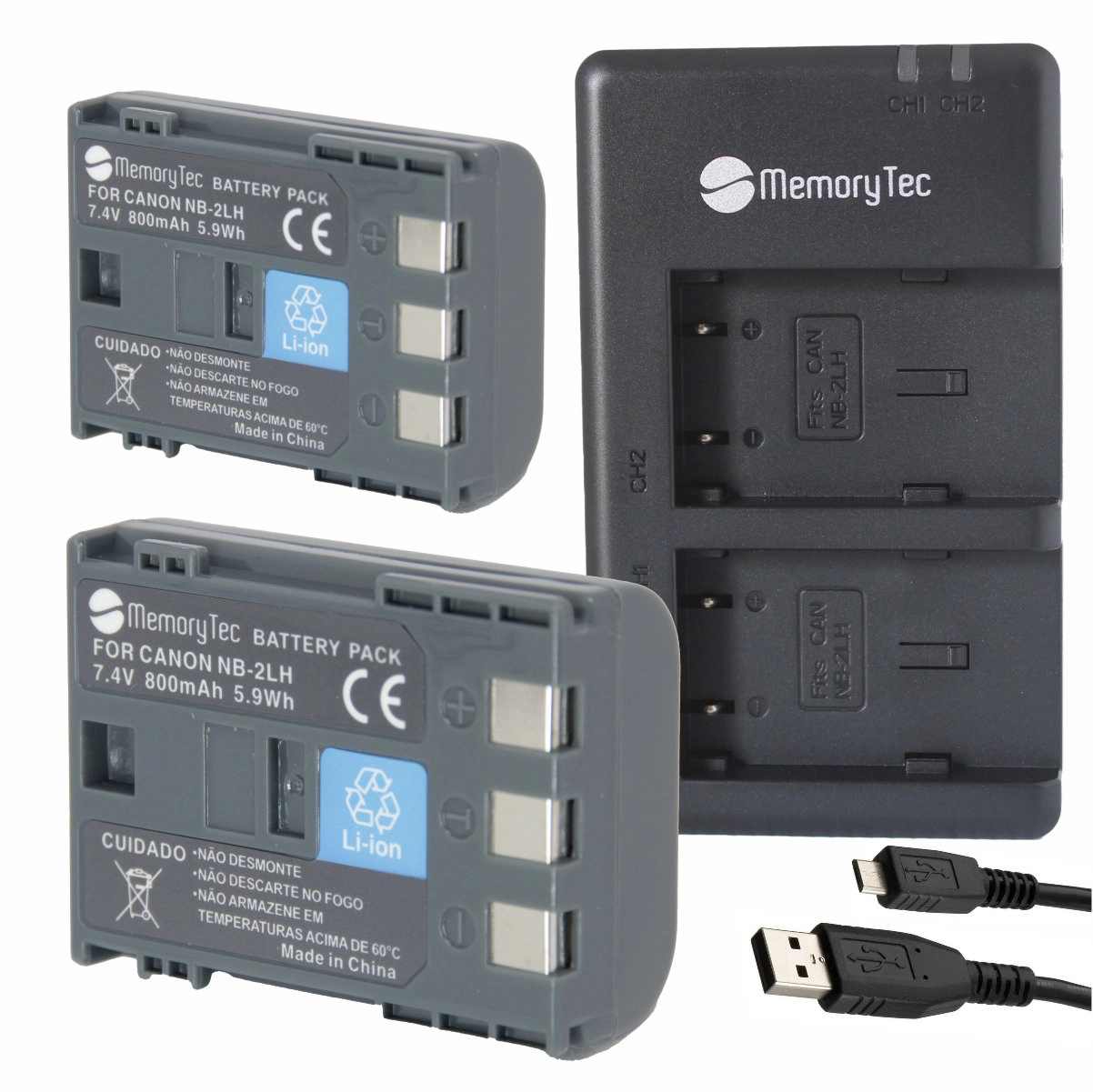 Kit 2 Baterias Nb-2lh + Carregador Duplo DL para Canon