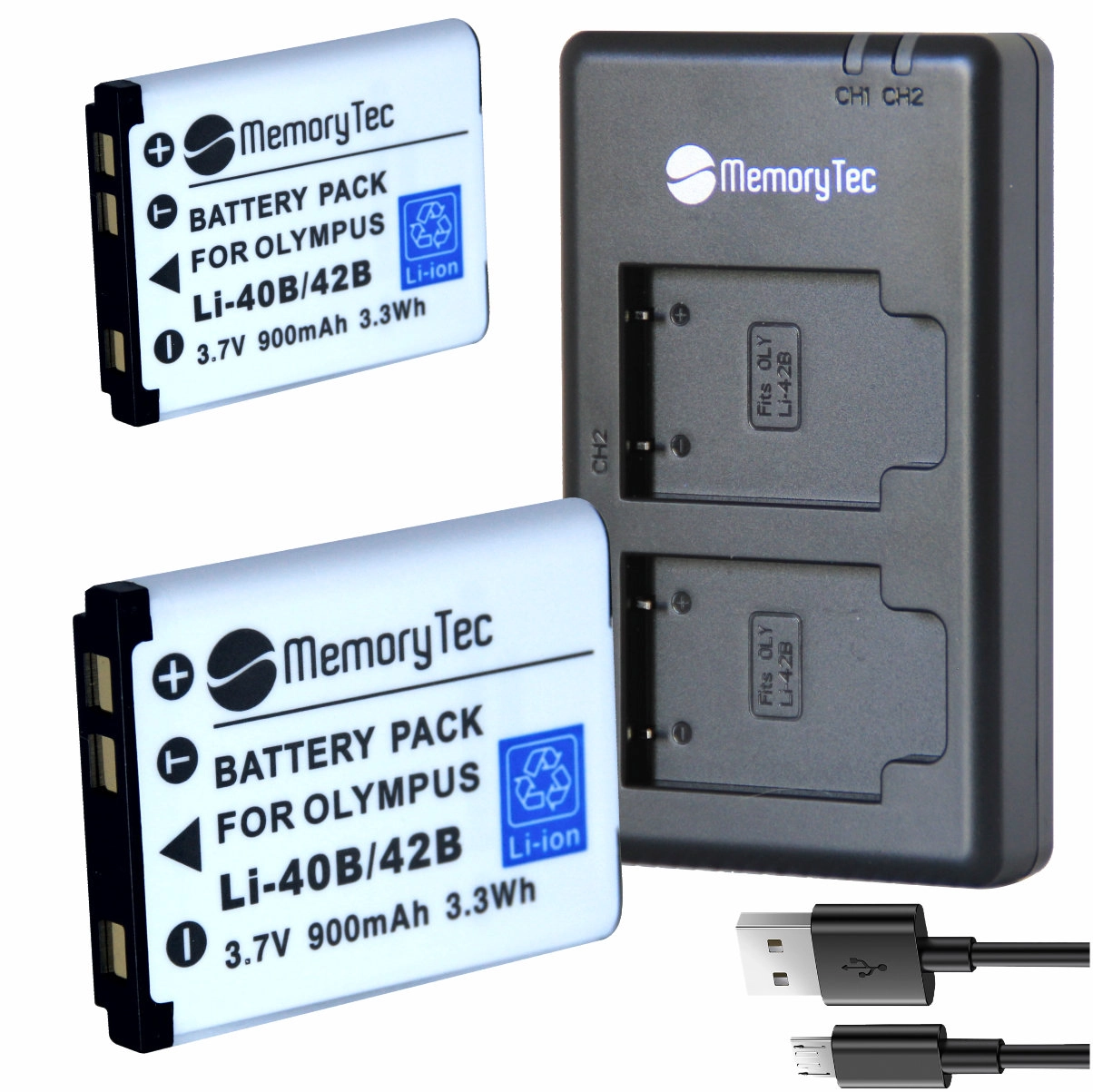 Kit 2 Baterias LI-40B + Carregador Duplo DU para Olympus / Fujifilm / Kodak / Nikon / Casio entre outras