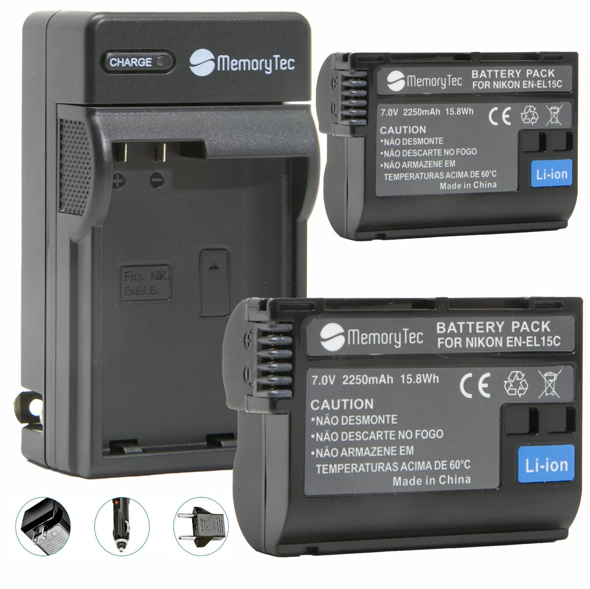 Kit 2 Baterias Profissional EN-EL15C + Carregador para Nikon