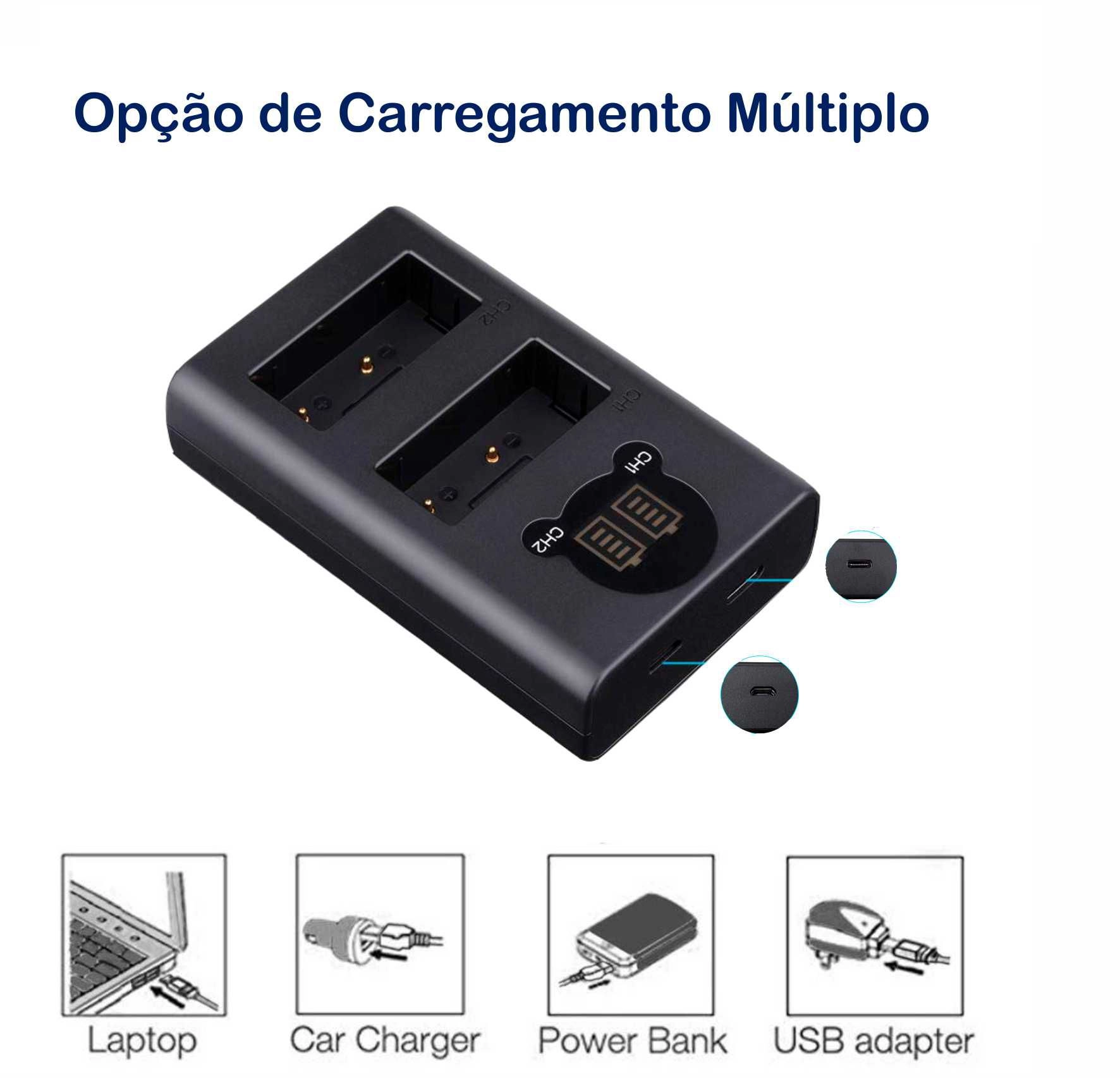 Kit 2 Baterias LP-E6 + Carregador Duplo DL para Canon