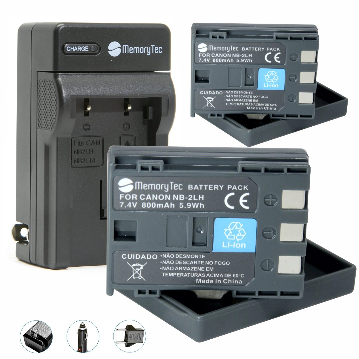 Kit 2 Baterias NB-2LH + Carregador para Canon