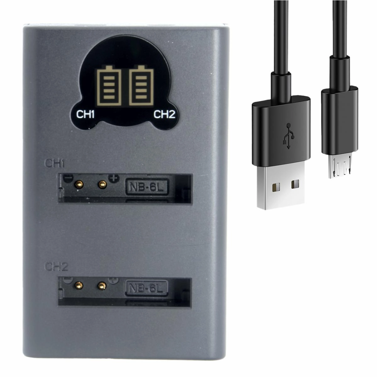 DL Carregador Duplo SLB-10A / NB-6L para Canon / Samsung DL Carregador Duplo SLB-10A / NB-6L para Canon / Samsung