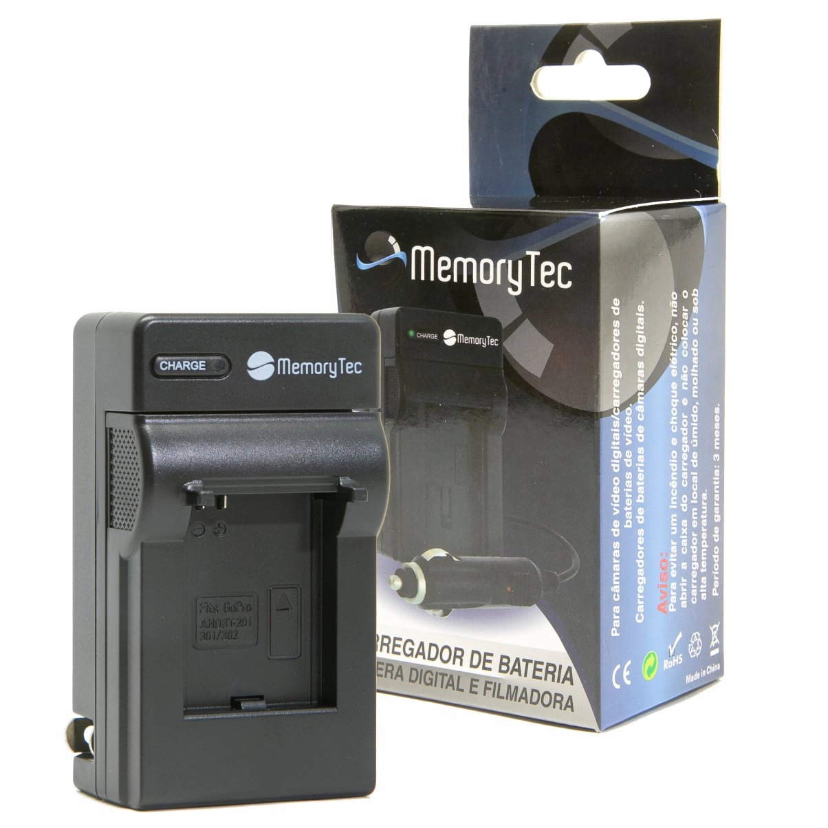 Kit 4 Baterias AHDBT-301 + Carregador para GoPro Hero 3