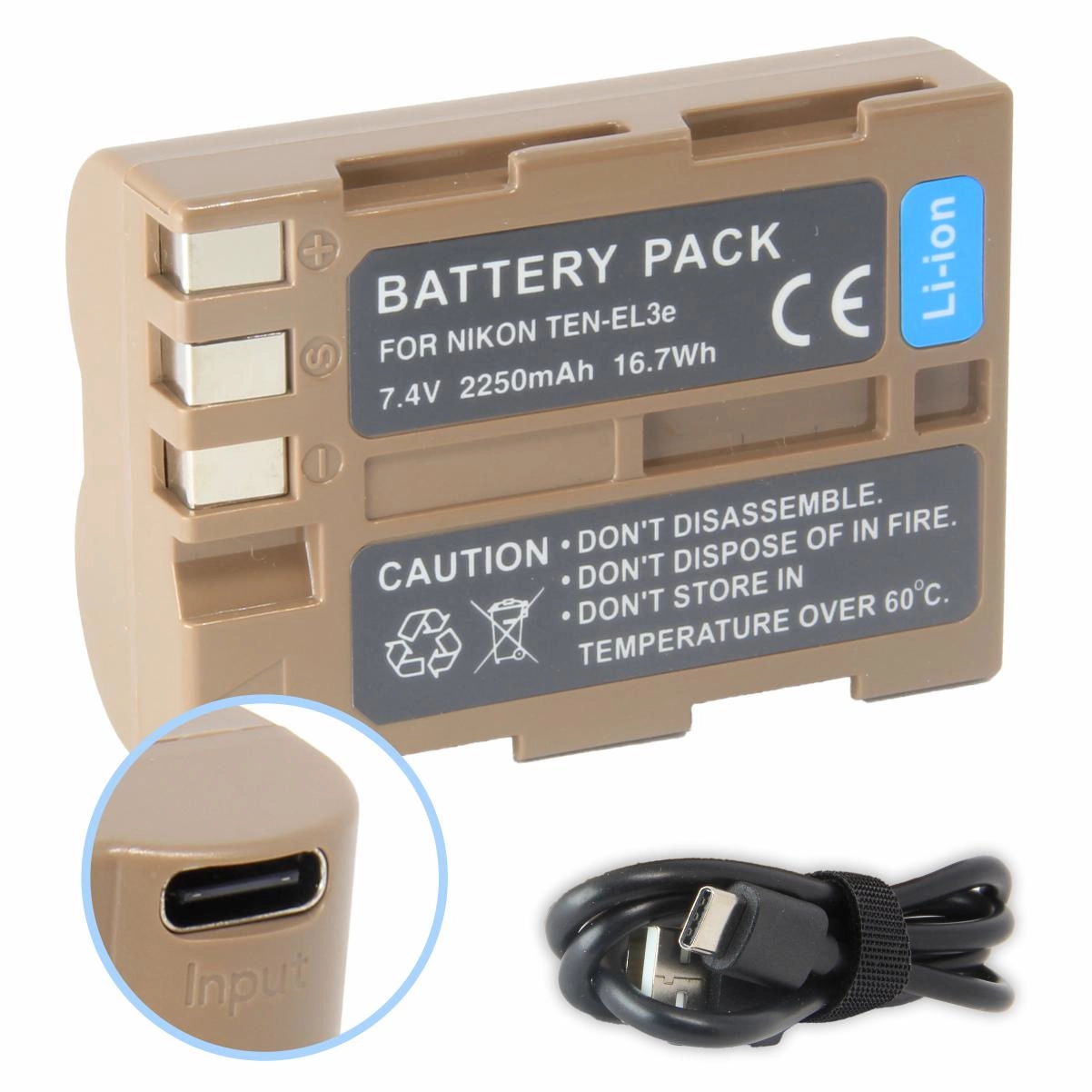 Bateria Com USB-C TEN-EL3E para Nikon