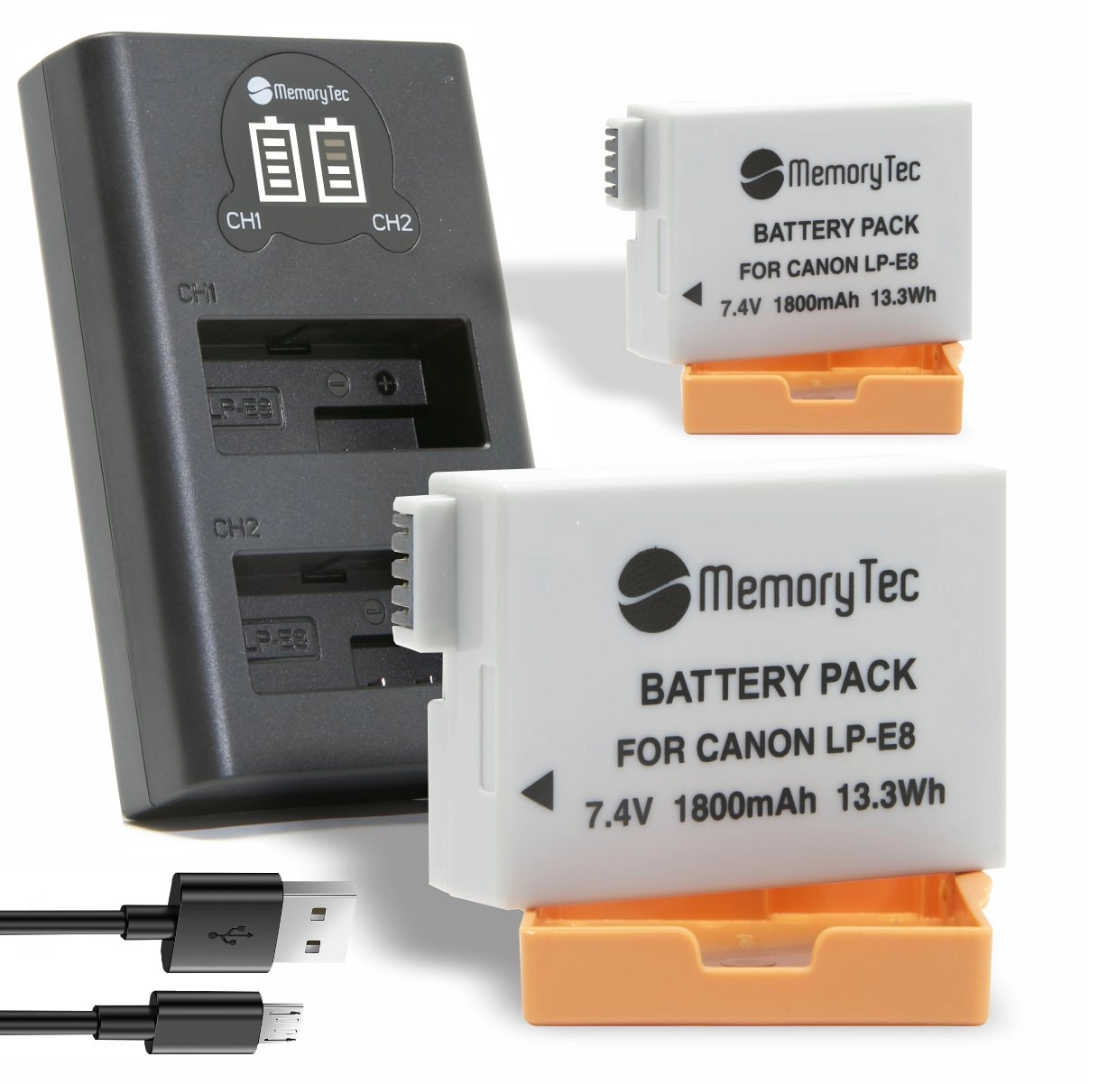 Kit 2 Baterias LP-E8 + Carregador Duplo DL para Canon