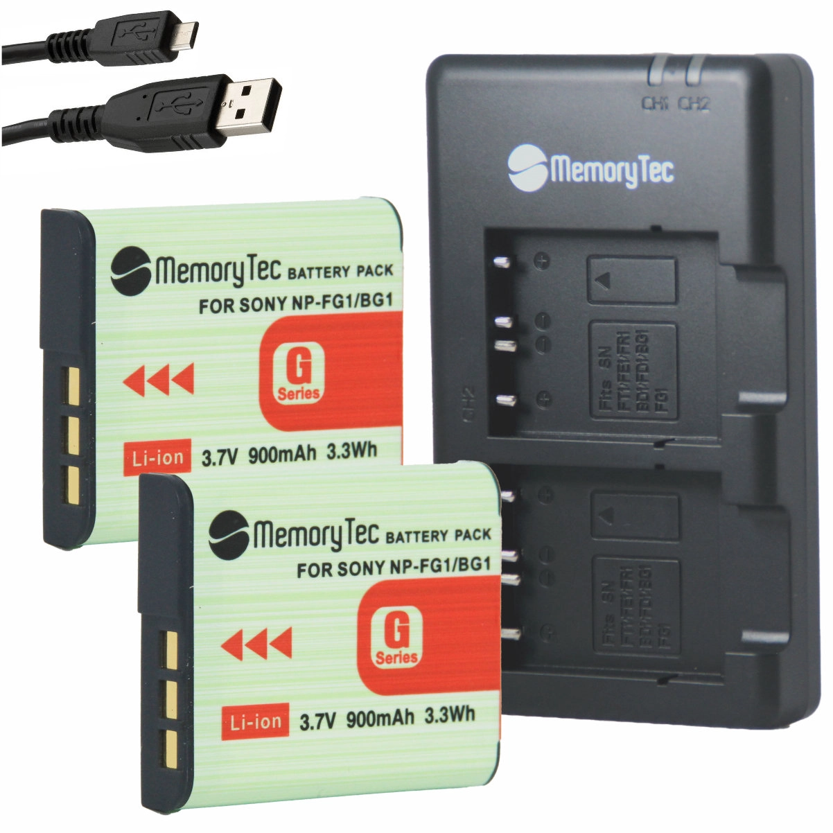 Kit 2 Baterias NP-BG1/FG1 + Carregador Duplo DU para Sony