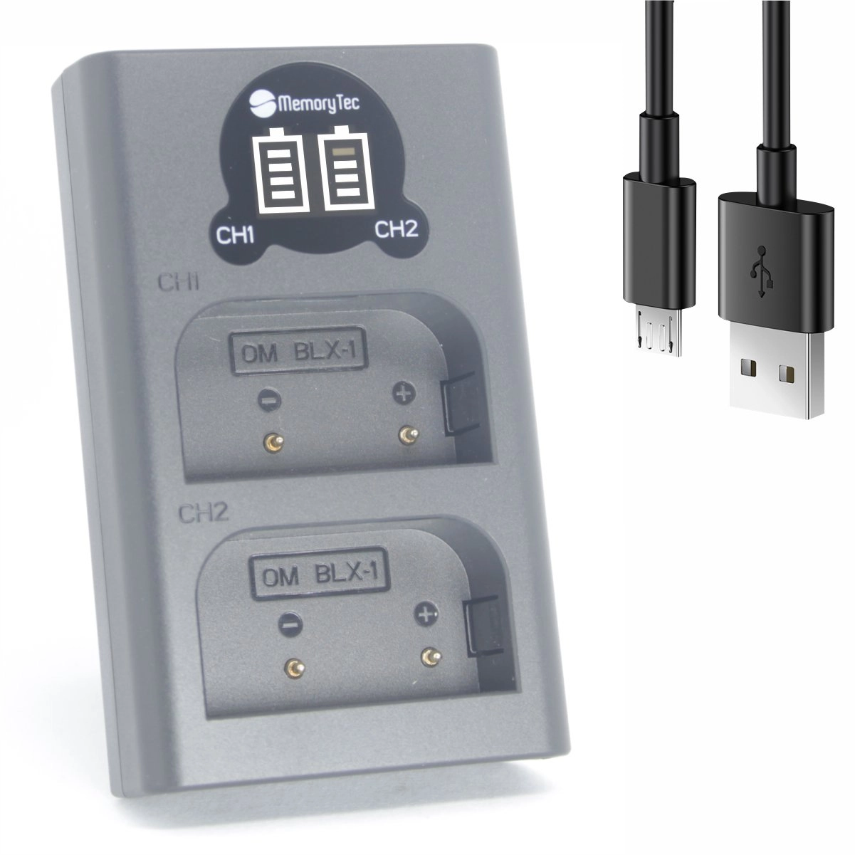 DL Carregador Duplo BLX1 para Olympus