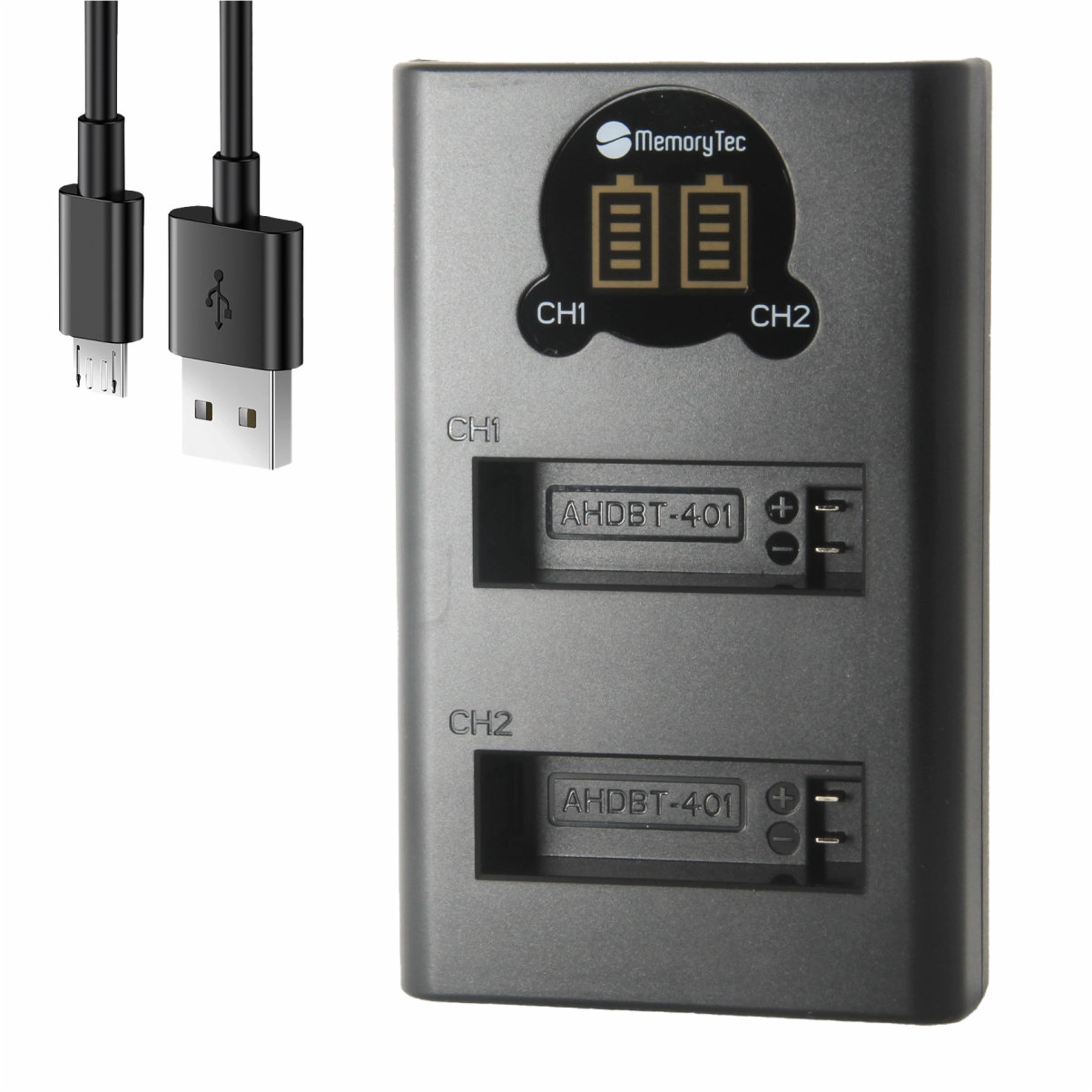 DL Carregador Duplo Com Display AHDBT-401 para GoPro HD Hero 4