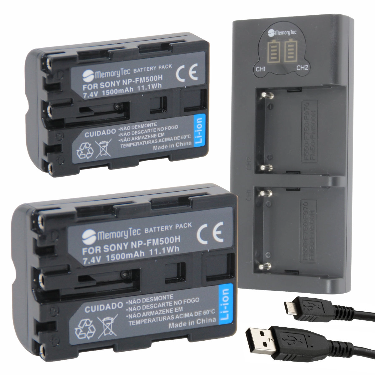 Kit 2 Baterias FM500H + Carregador Duplo para Sony