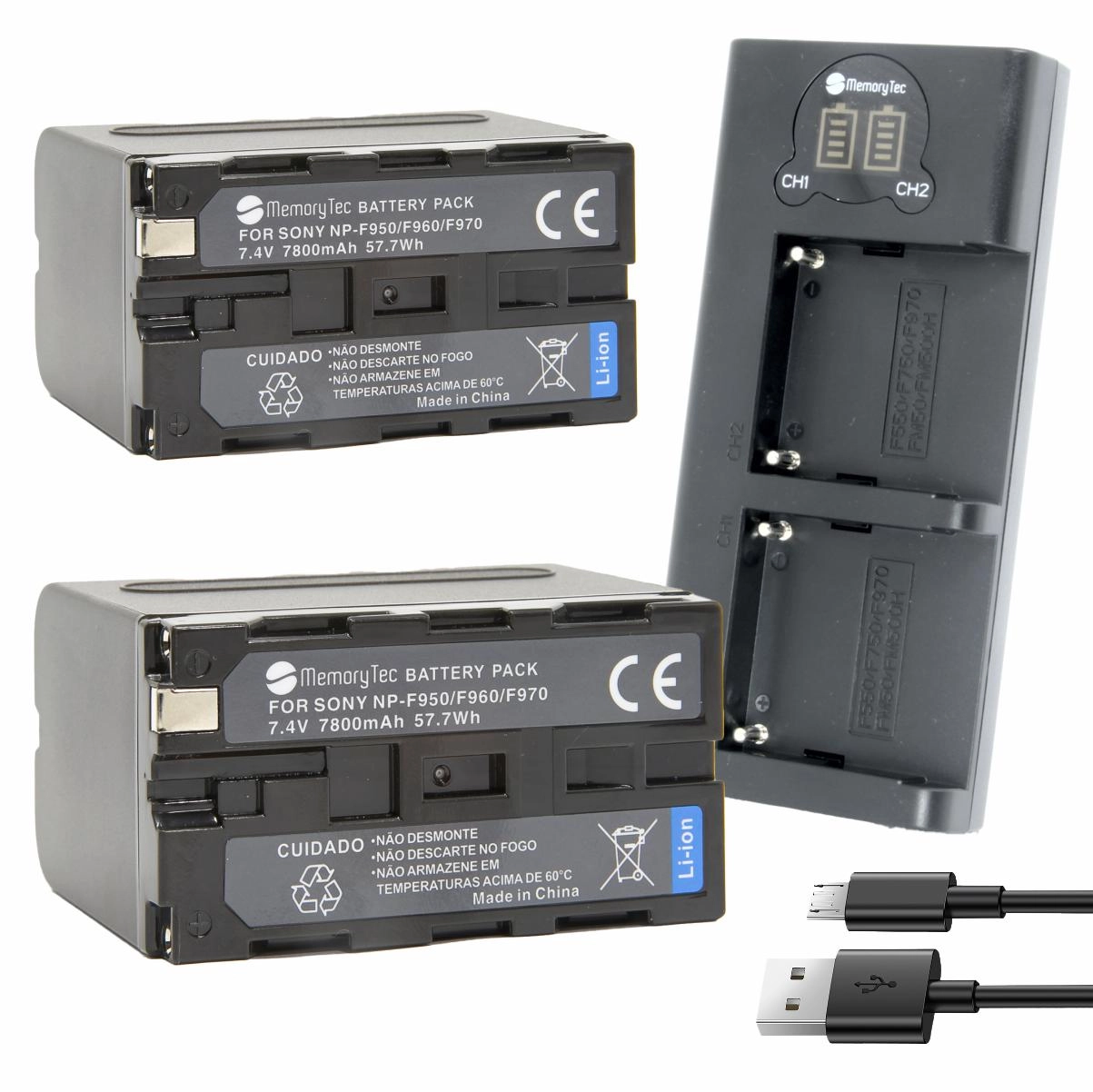 Kit 2 Baterias NP-970 + Carregador Duplo DL para Sony