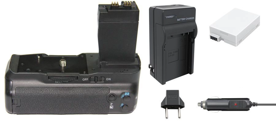 Kit Battery Grip BG-E8 + 1 Bateria LP-E8 + Carregador para Canon