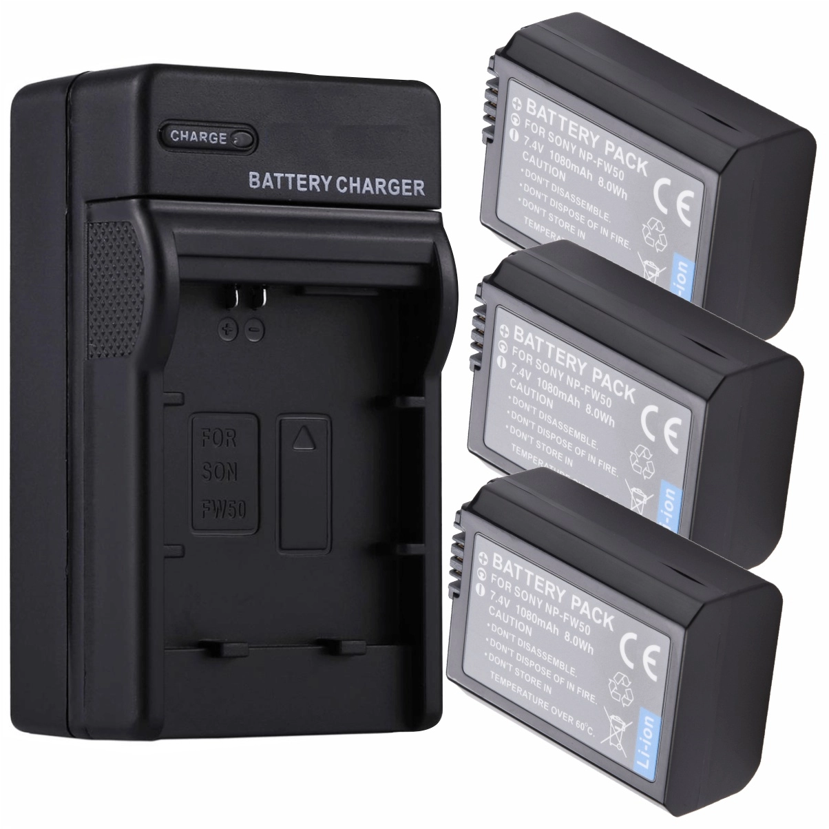 Kit 3 Baterias NP-FW50 + 1 Carregador para Sony