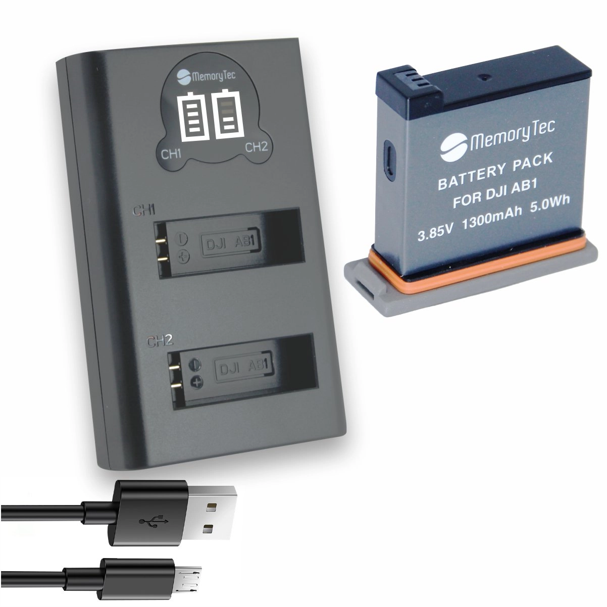 Kit 1 Bateria AB1 + Carregador Duplo DL para DJI Osmo Action