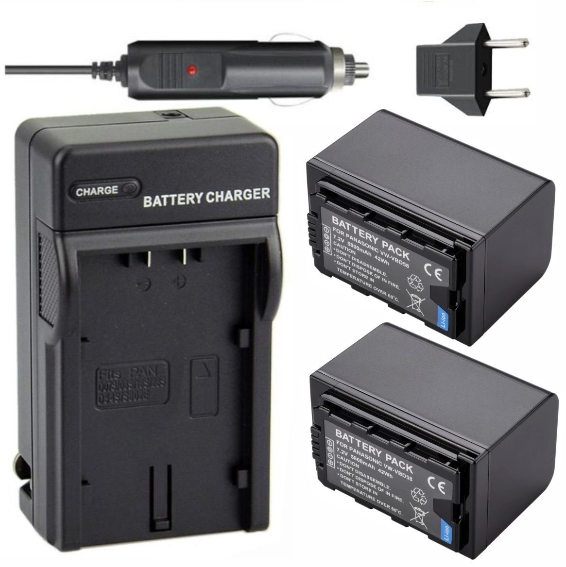 Kit 2 Baterias VW-VBD58 + Carregador para Panasonic