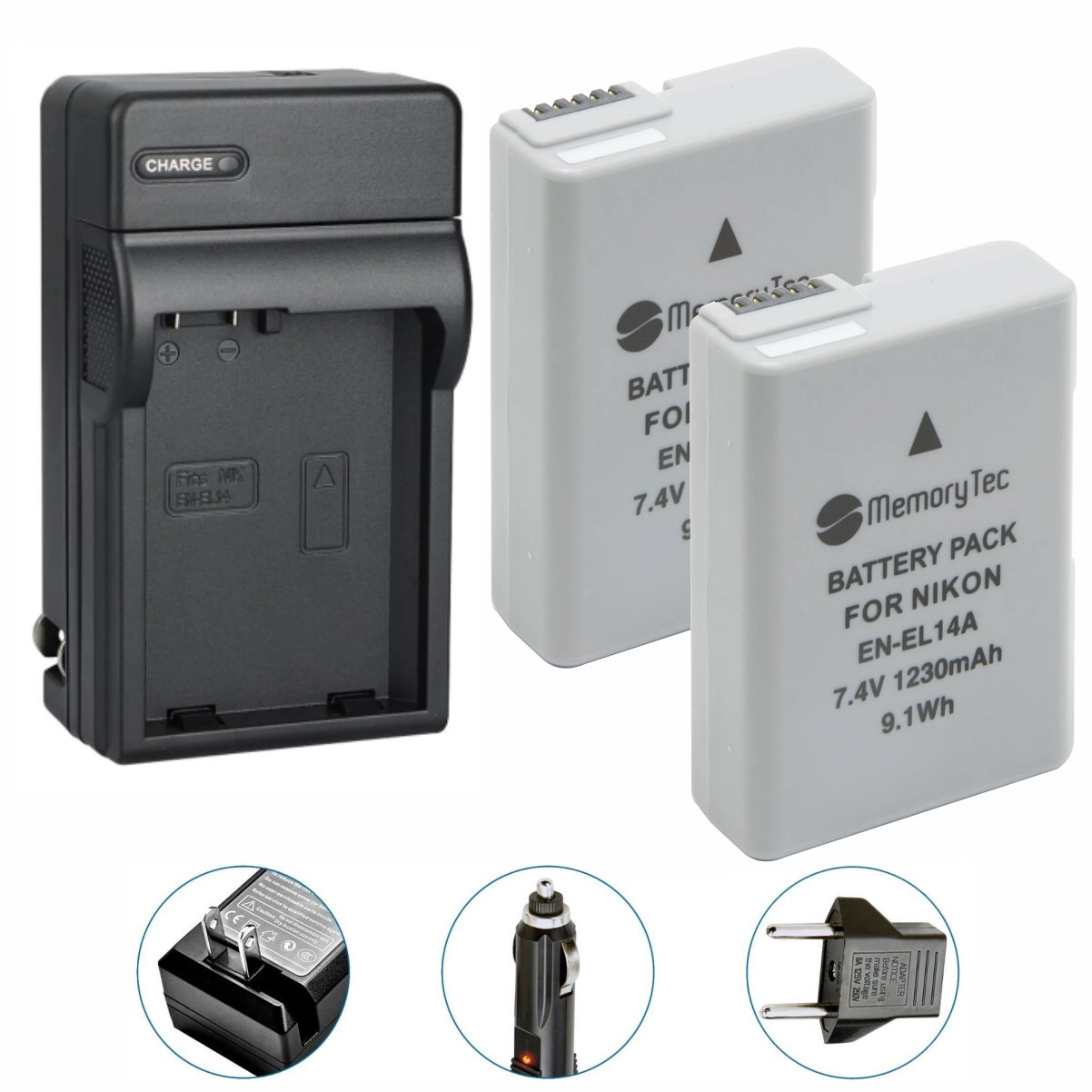 Kit 2 Baterias EN-EL14 + Carregador para Nikon