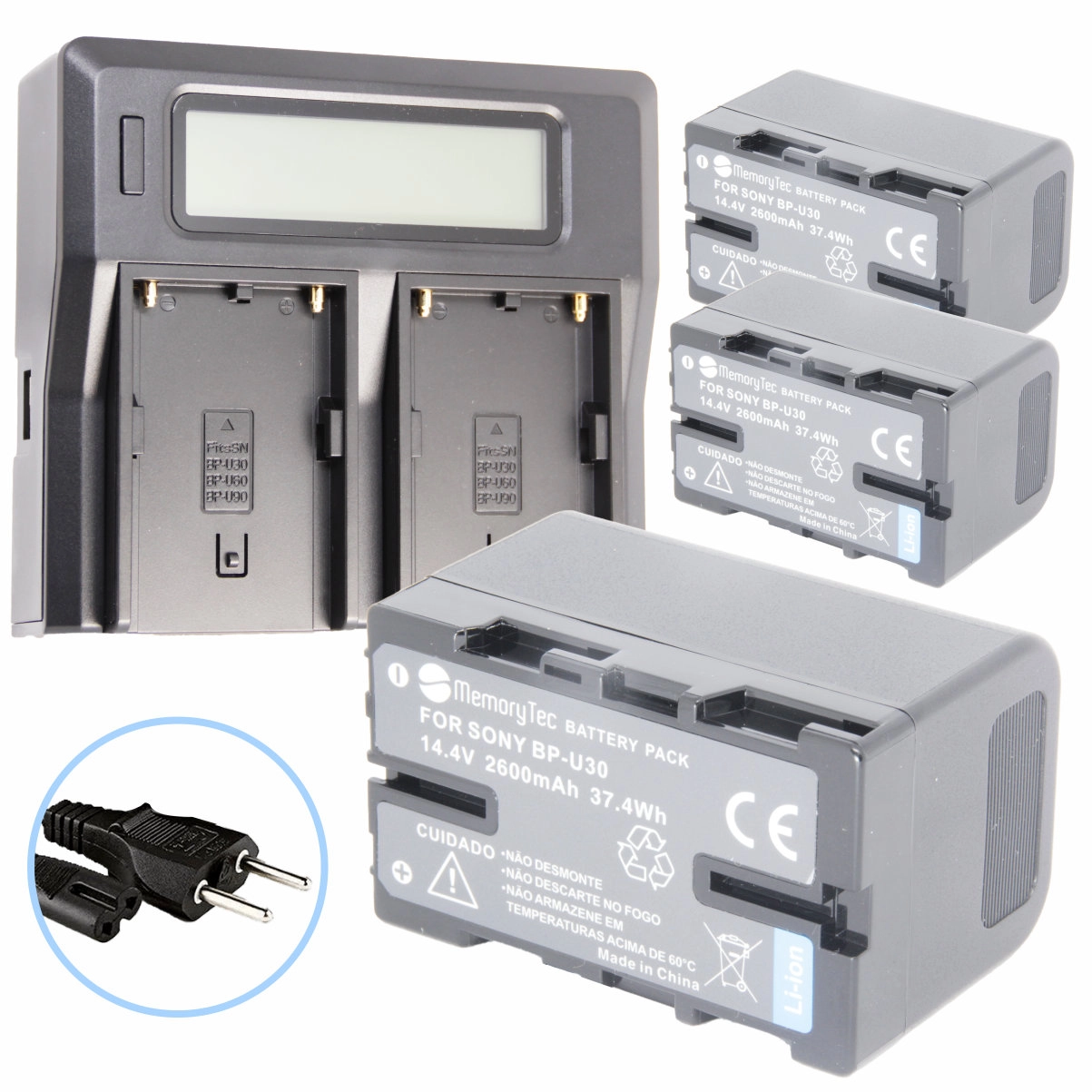 Kit 3 Baterias BP-U30 + Carregador Duplo para Sony Broadcast