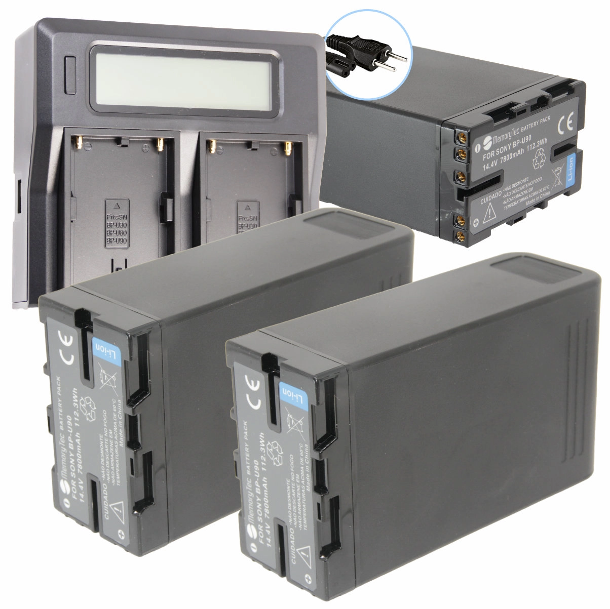 Kit 3 Baterias BP-U90 + Carregador Duplo para Sony Broadcast