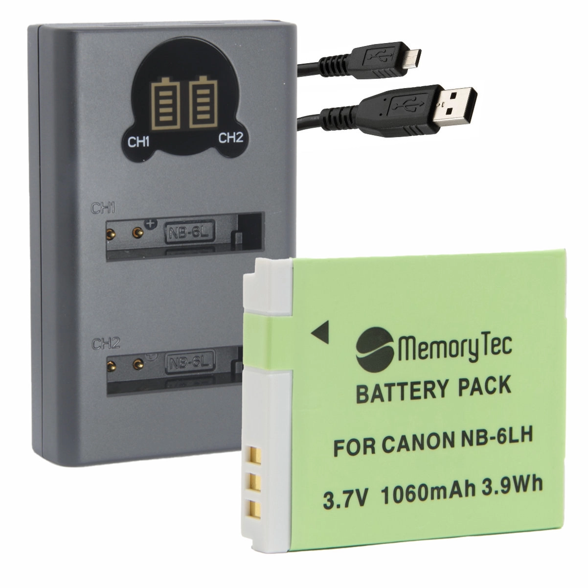 Kit 1 Bateria NB-6LH + Carregador Duplo DL para Canon
