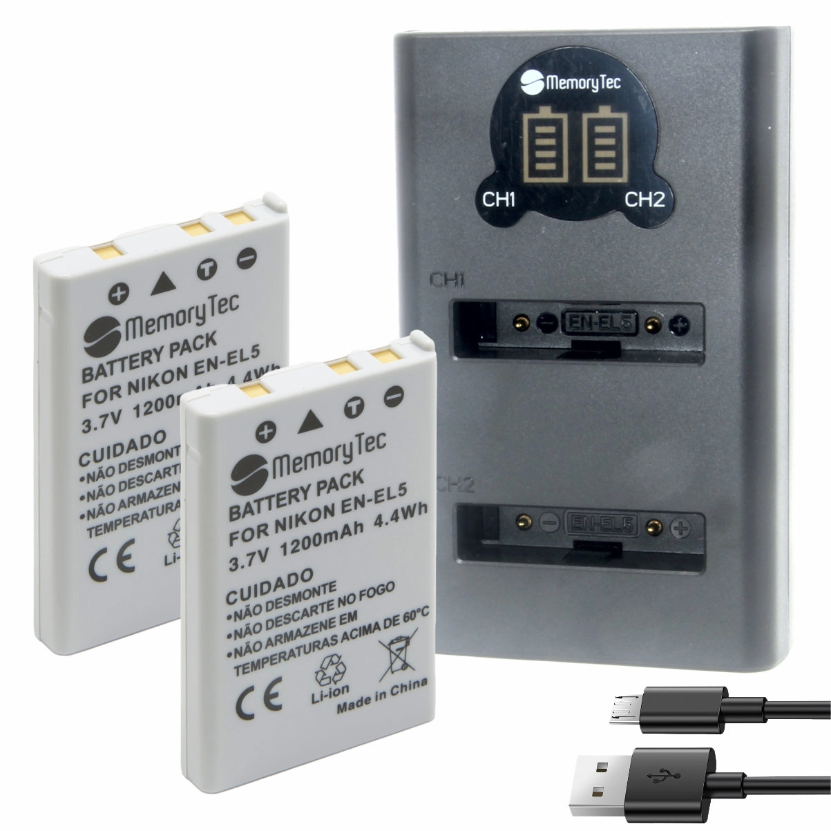 Kit 2 Baterias EN-EL5 + Carregador Duplo DL para Nikon