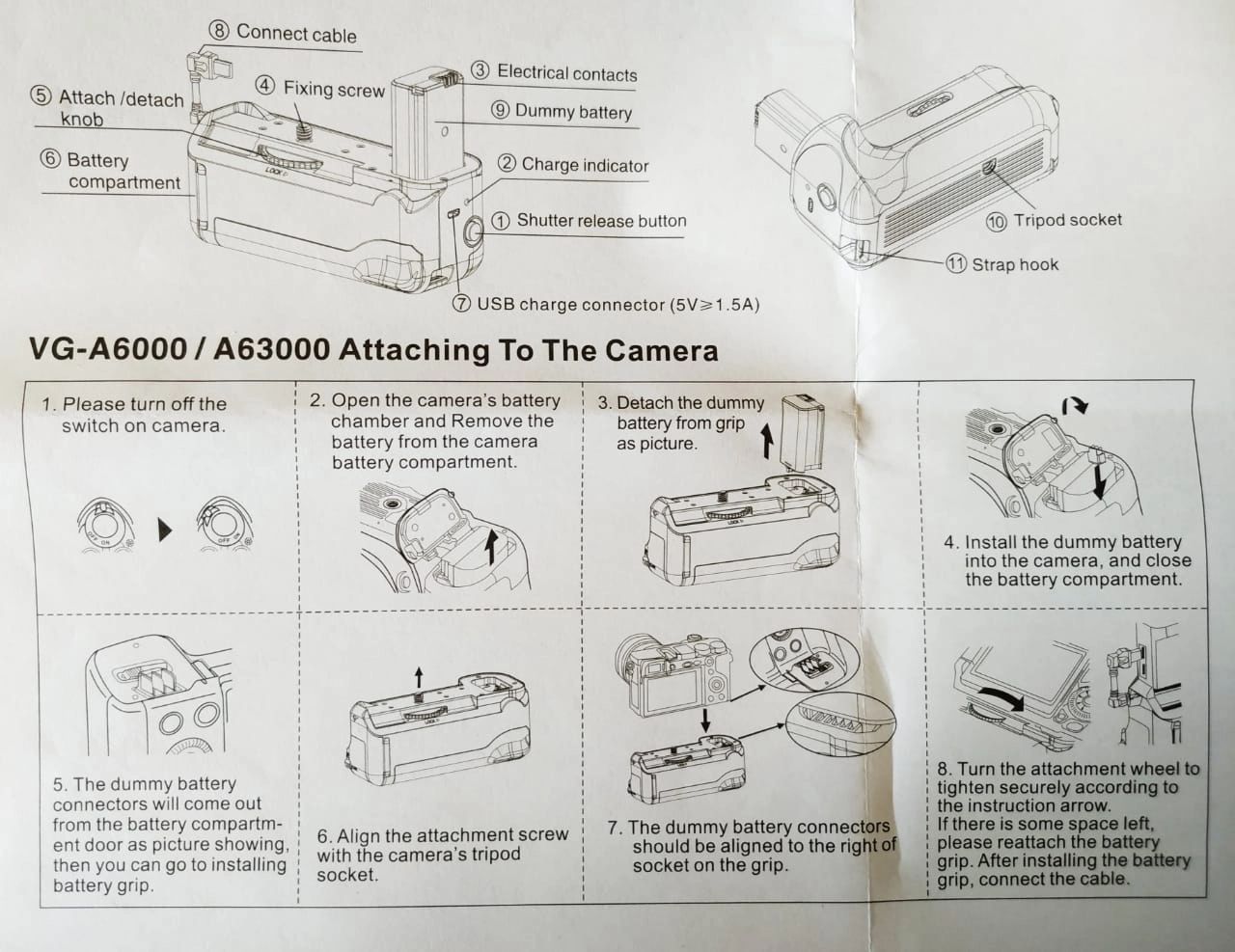 Battery Grip VG-A6300 para Sony A6300 / A6000 Battery Grip VG-A6300 para Sony A6300 / A6000