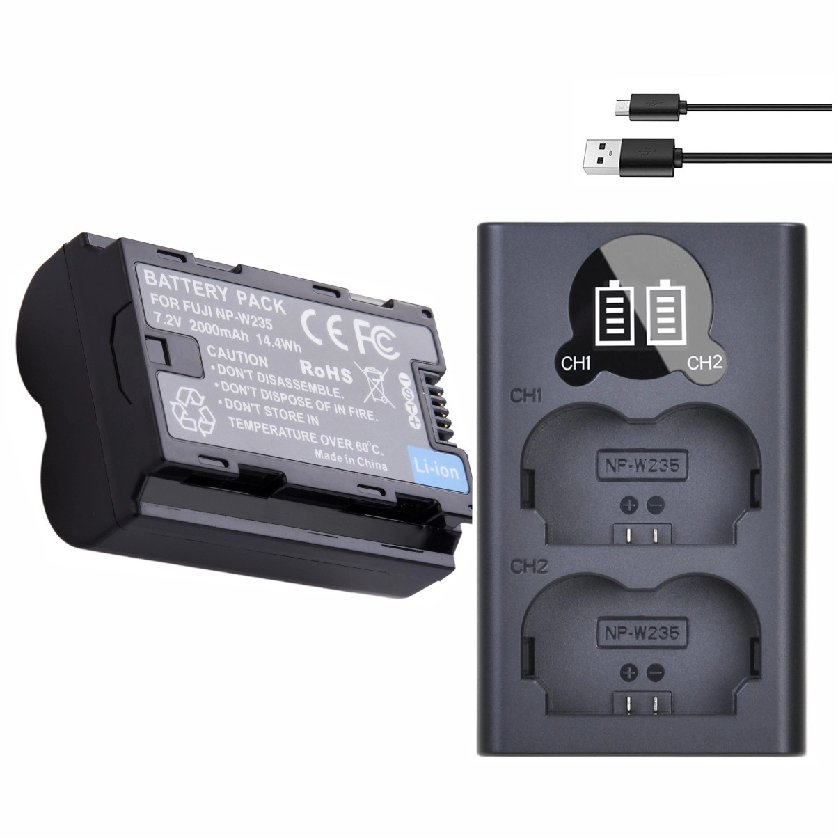 Kit 1 Bateria NP-W235 + Carregador Duplo DL para Fujifilm