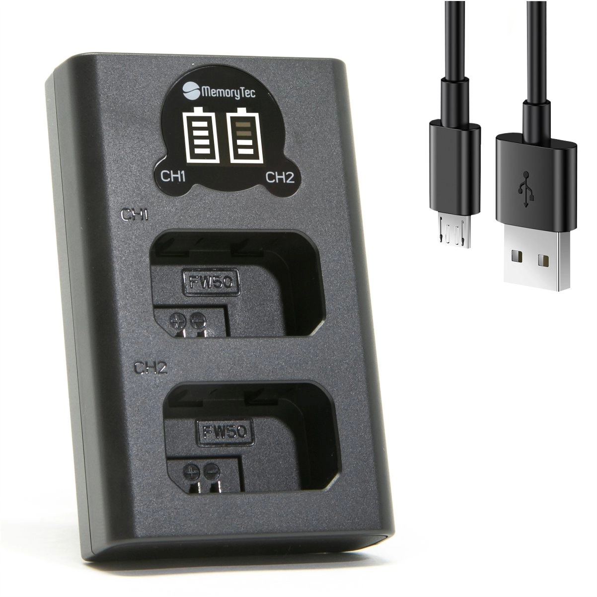 Kit 2 Baterias NP-FW50 + Carregador Duplo DL para Sony Kit 2 Baterias NP-FW50 + Carregador Duplo DL para Sony