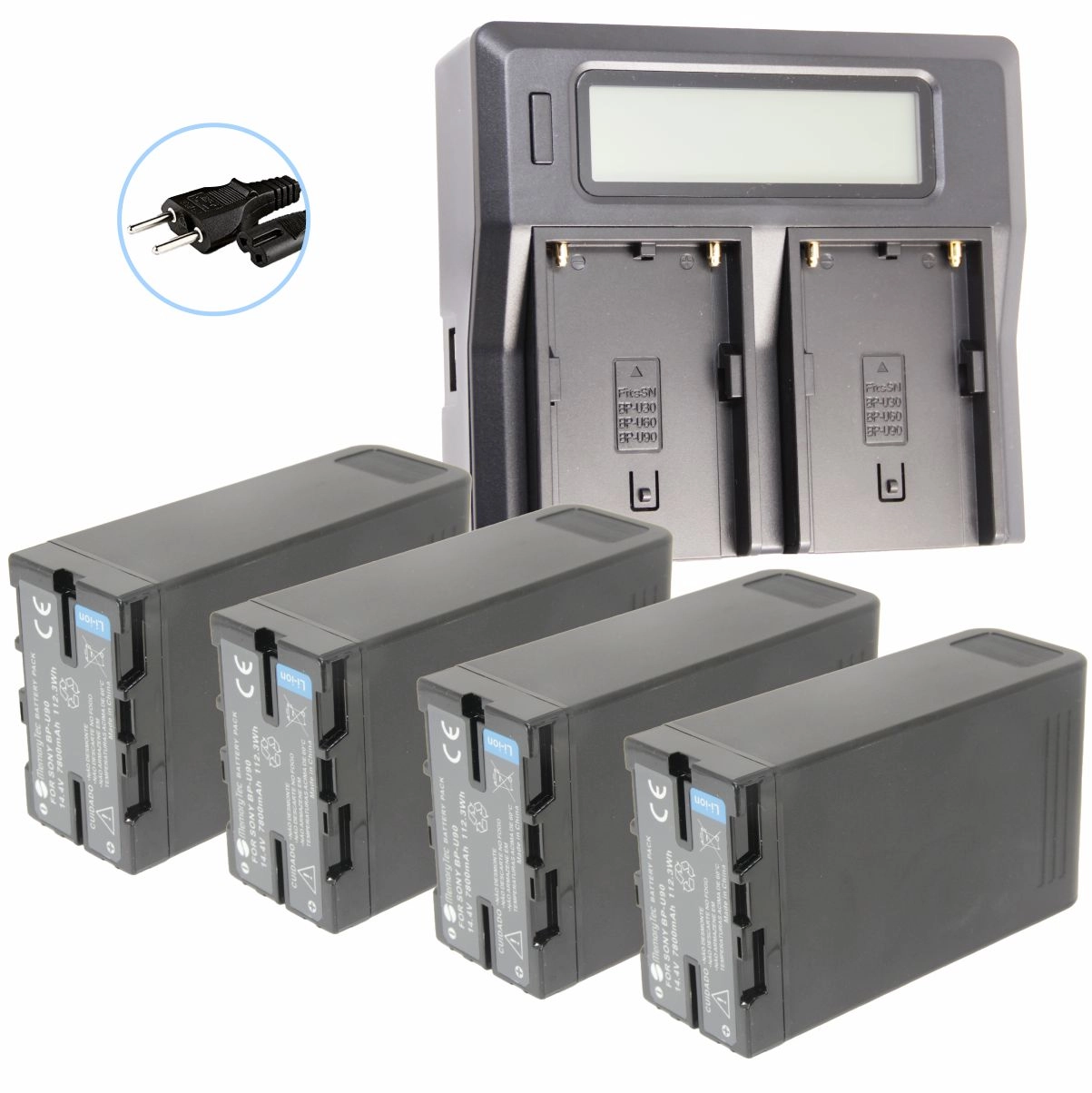 Kit 4 Baterias BP-U90 + Carregador Duplo DL para Sony Broadcast