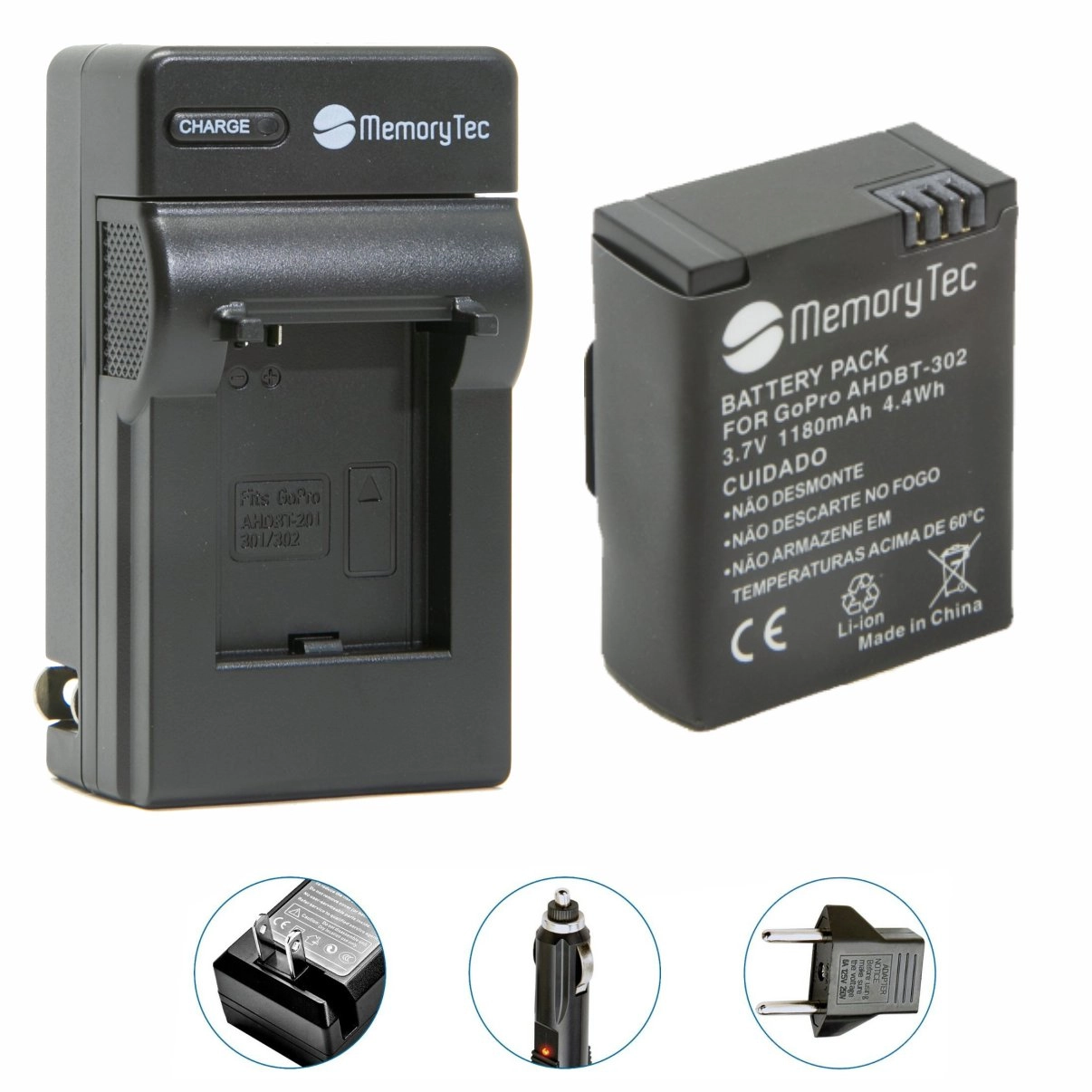 Kit 1 Bateria AHDBT-301 + Carregador para GoPro 3