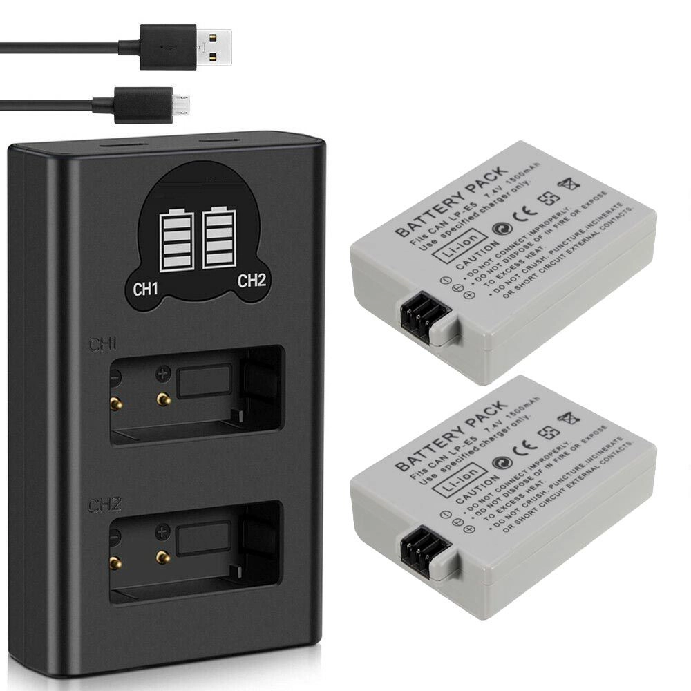 Kit 2 Baterias LP-E5 + Carregador Duplo DL para Canon