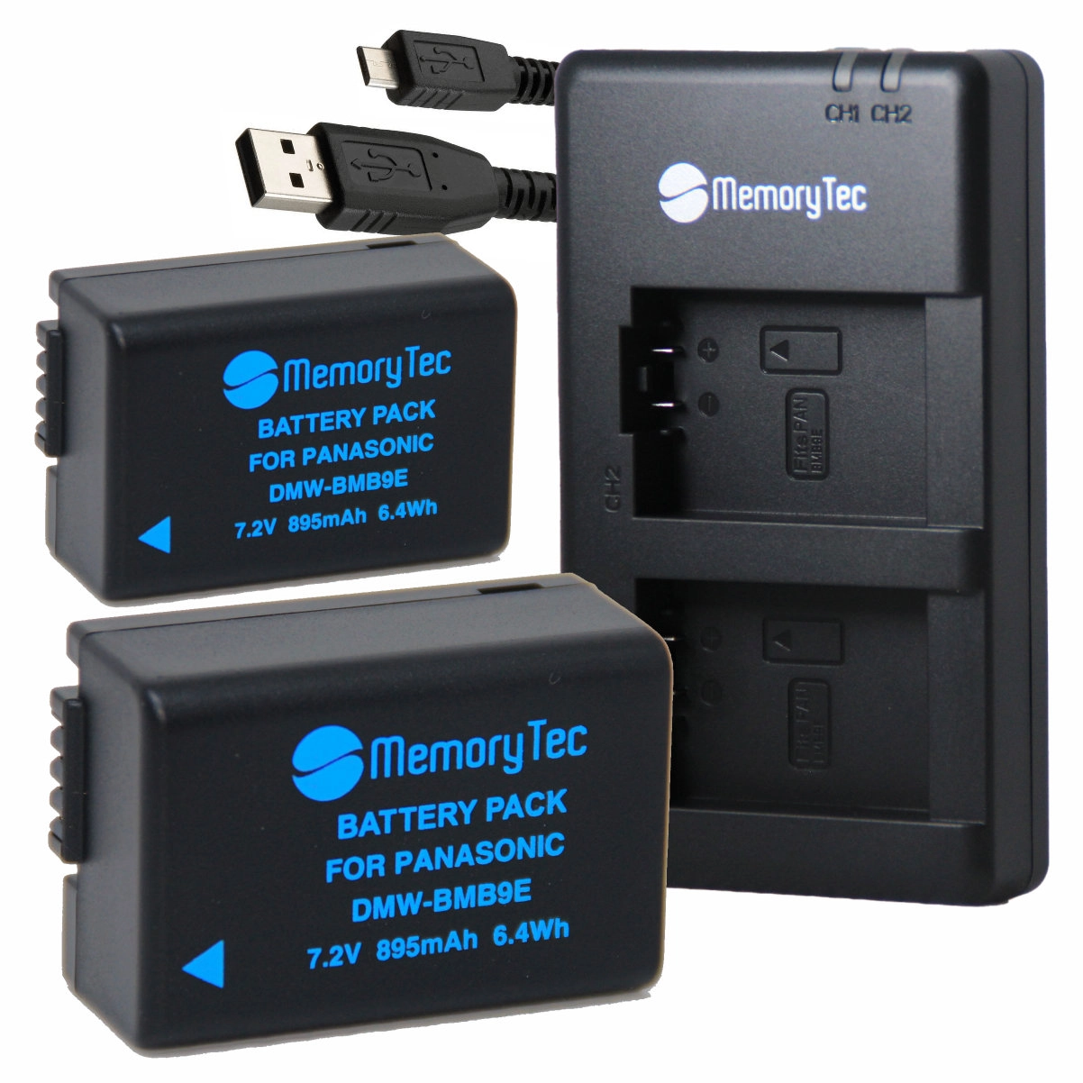 Kit 2 Baterias DMW-BMB9 + Carregador Duplo DL para Panasonic