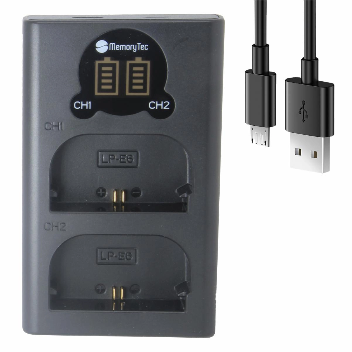 Kit 4 Baterias MemoryTec LP-E6NH PRO + Carregador Duplo DL para Canon