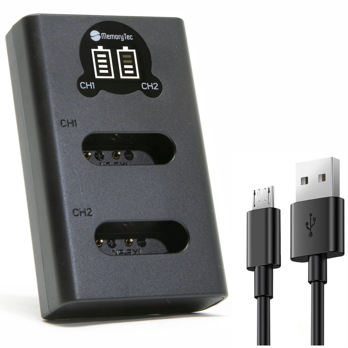 Kit 3 Baterias NP-BX1 + Carregador Duplo DL para Sony Kit 3 Baterias NP-BX1 + Carregador Duplo DL para Sony