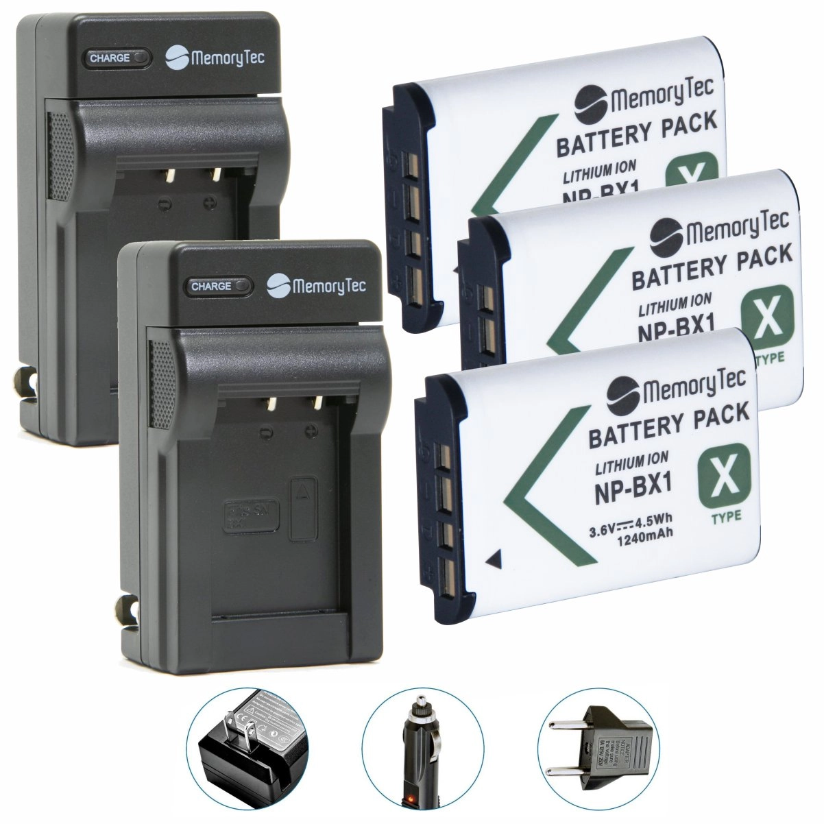 Kit 3 Baterias NP-BX1 + 2 Carregadores para Sony Kit 3 Baterias NP-BX1 + 2 Carregadores para Sony