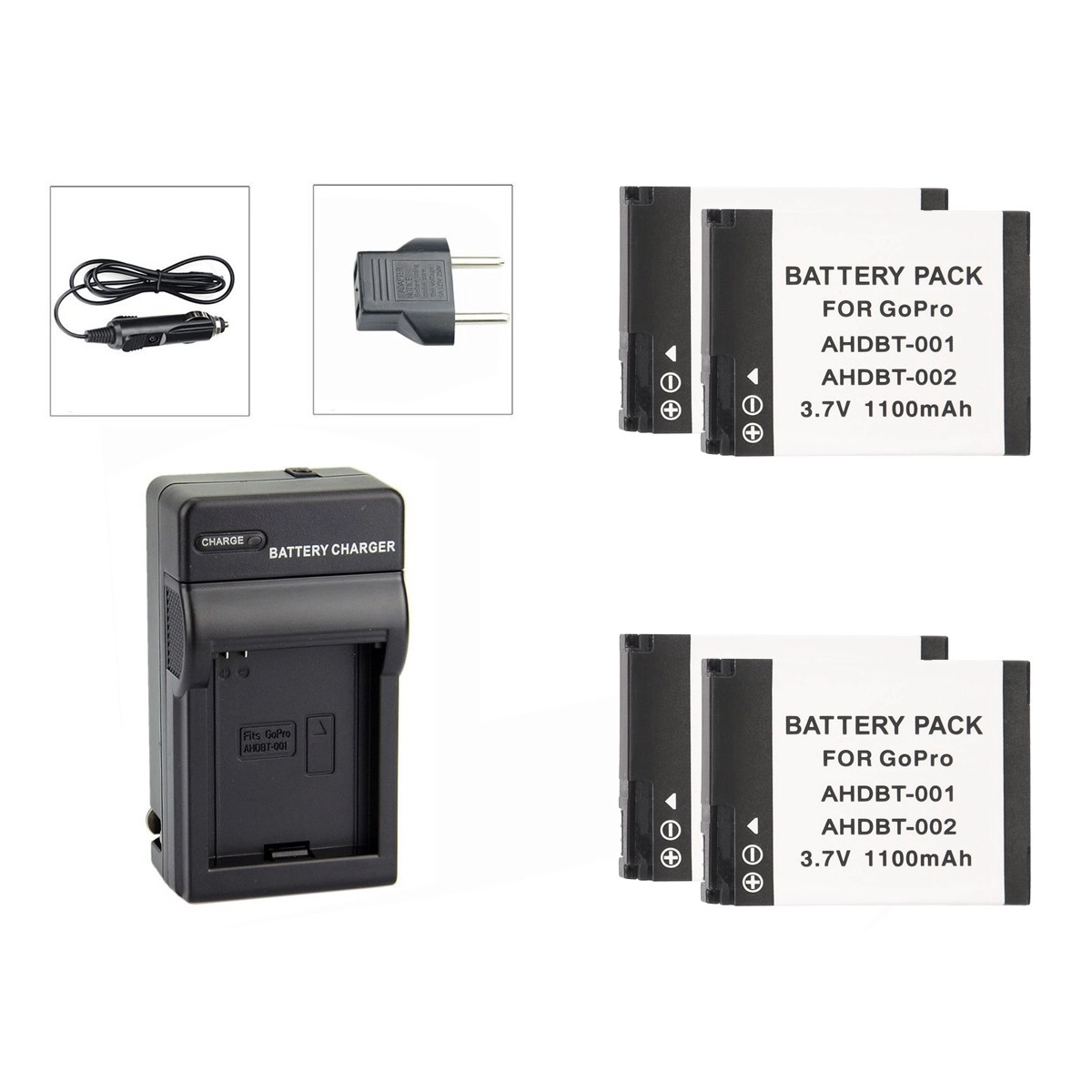 Kit 4 Baterias AHDBT-001 + Carregador para GoPro 1