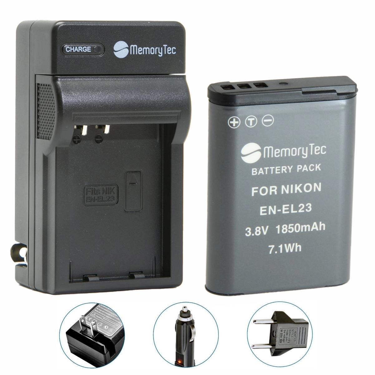 Kit 1 Bateria EN-EL23 + Carregador para Nikon