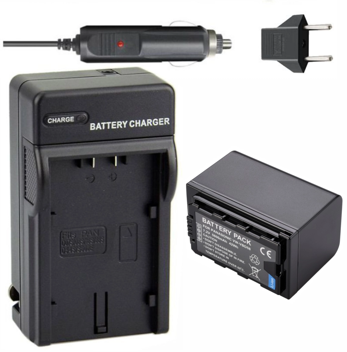 Kit 1 Bateria VW-VBD58 + Carregador para Panasonic