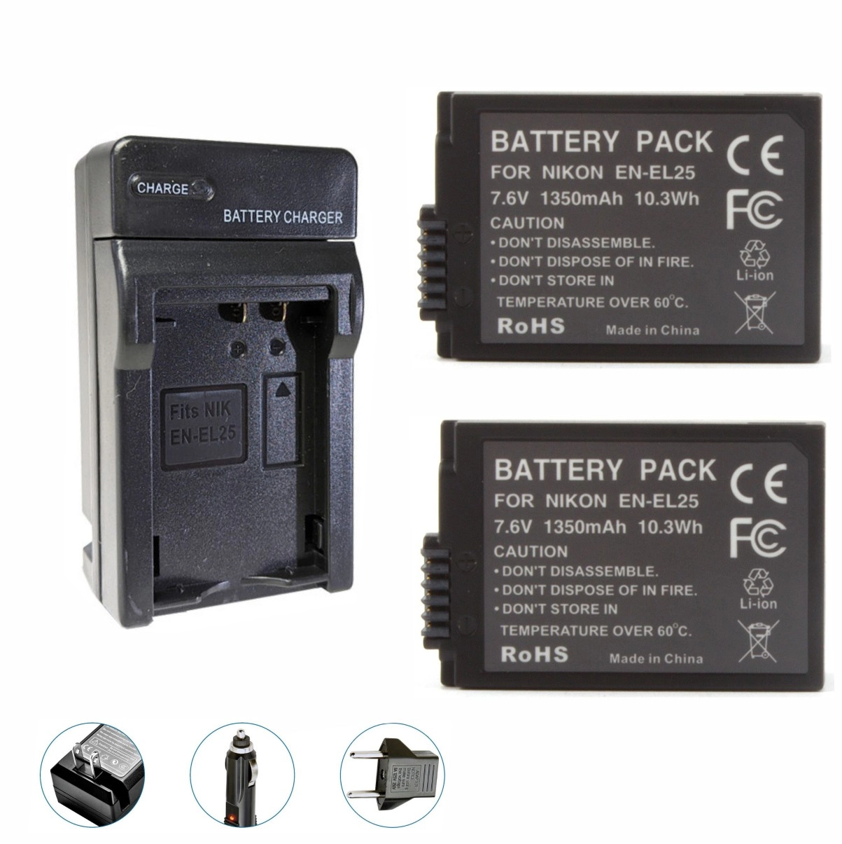 Kit 2 Baterias EN-EL25 + Carregador Nikon