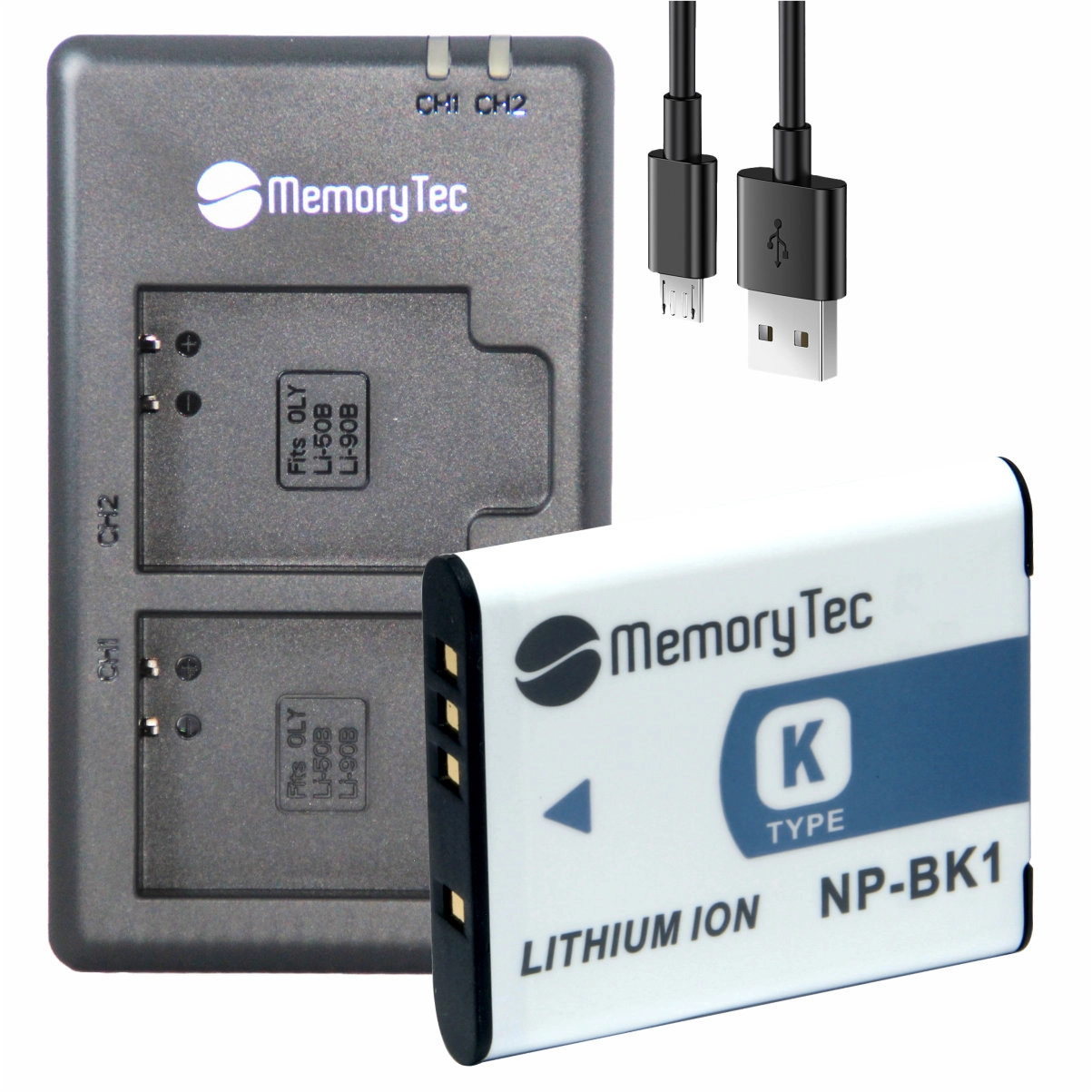 Kit 1 Bateria NP-BK1/FK1 + Carregador Duplo DL para Sony