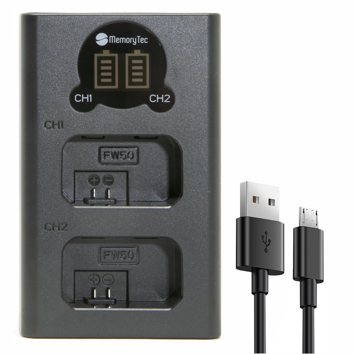 Kit 2 Baterias NP-FW50 + Carregador Duplo DL para Sony Kit 2 Baterias NP-FW50 + Carregador Duplo DL para Sony