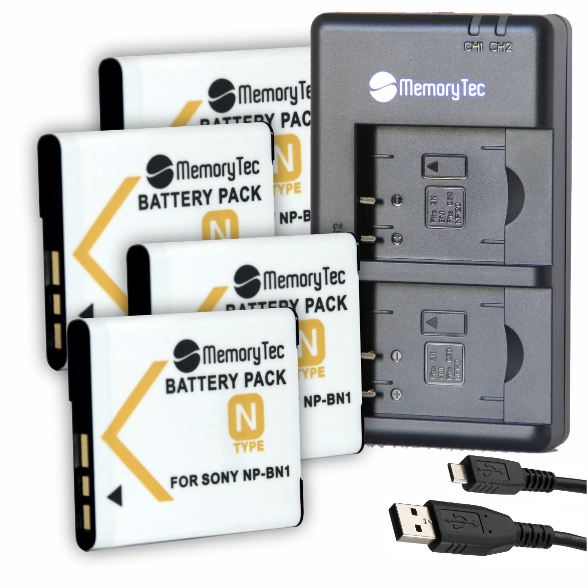 Kit 4 Baterias NP-BN1 + Carregador Duplo DU para Sony Kit 4 Baterias NP-BN1 + Carregador Duplo DU para Sony