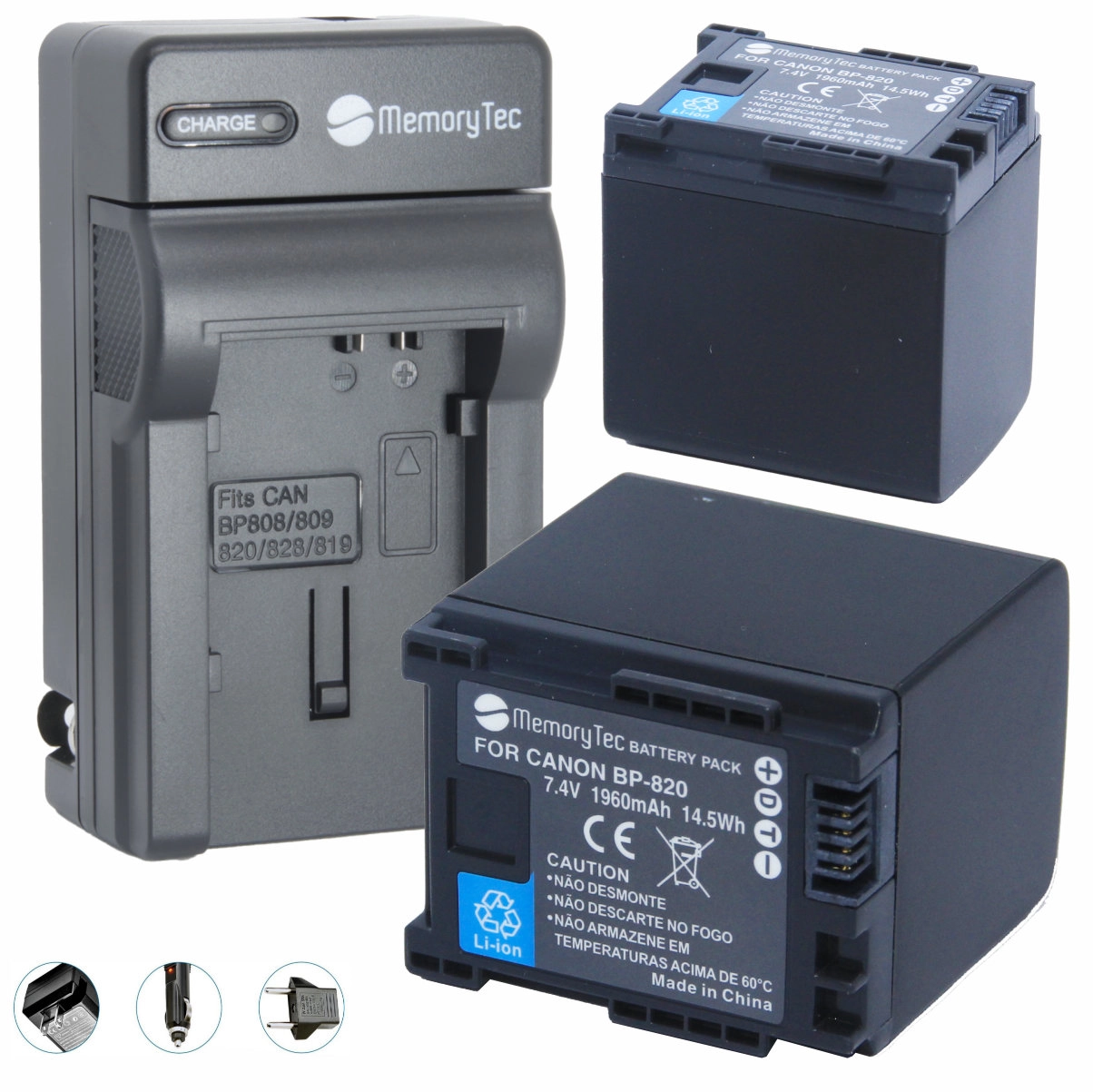 Kit 2 Baterias BP-820 + Carregador para Canon Kit 2 Baterias BP-820 + Carregador para Canon