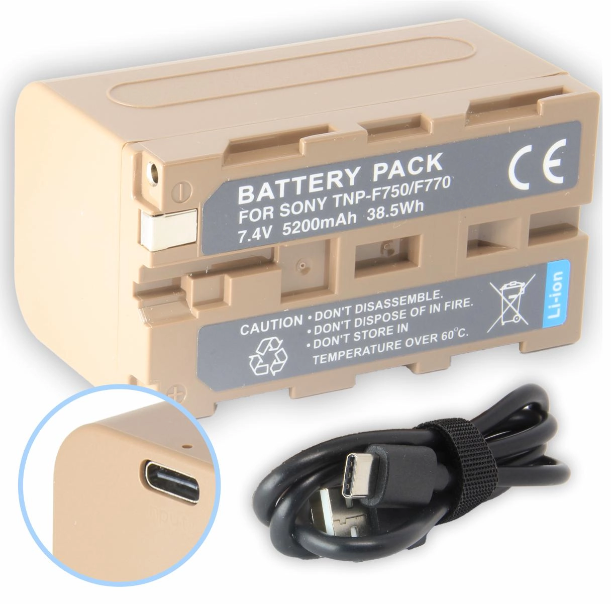 Bateria Com USB-C TNP-F770 para Sony Bateria Com USB-C TNP-F770 para Sony