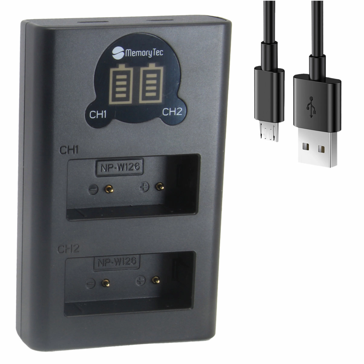 Kit 1 Bateria NP-W126 + Carregador Duplo para Fujifilm Kit 1 Bateria NP-W126 + Carregador Duplo para Fujifilm