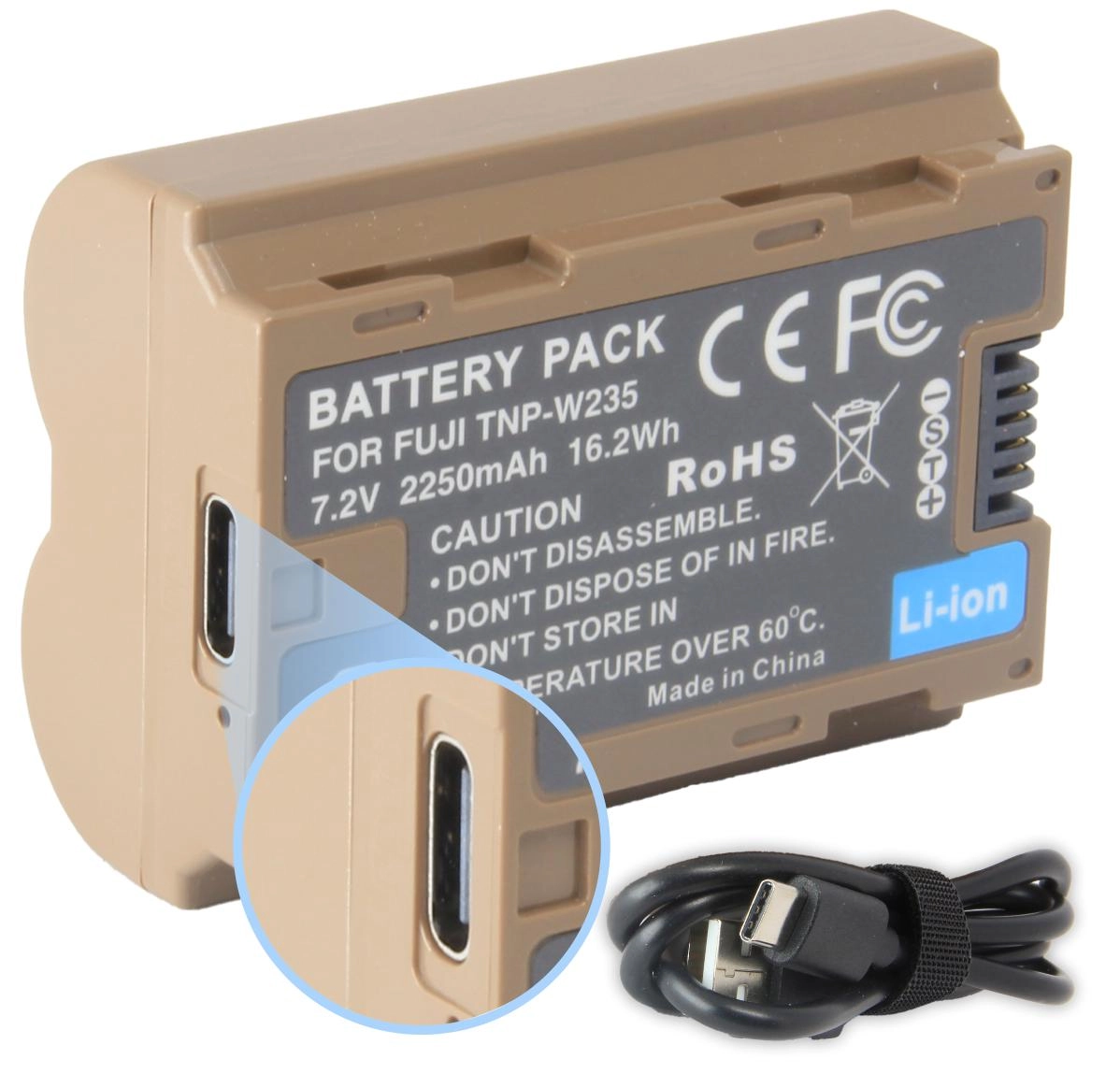 Bateria Com USB-C TNP-W235 para FujiFilm Bateria Com USB-C TNP-W235 para FujiFilm
