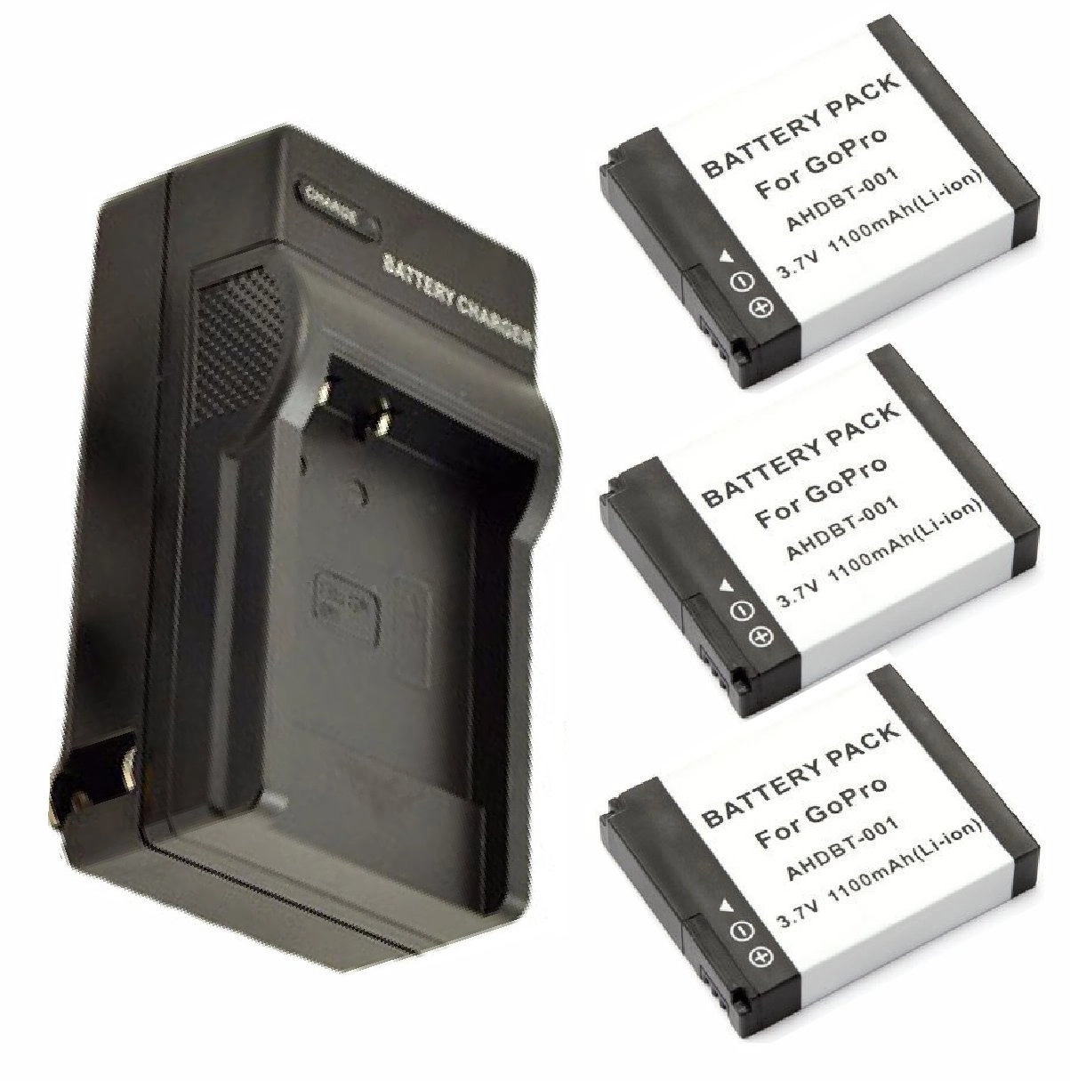 Kit 3 Baterias AHDBT-001 + Carregador GoPro 1
